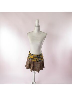 Y2K plaid with buckle styled skirt